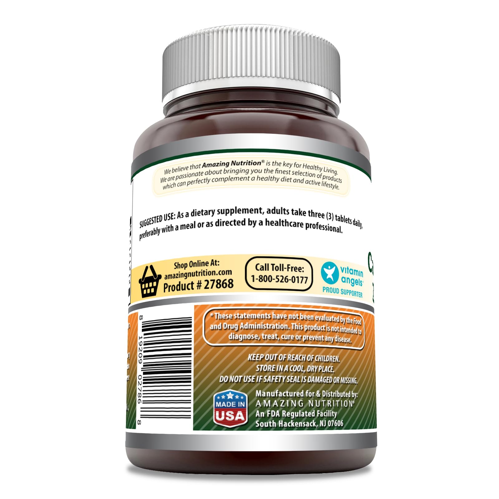 Etiqueta de Amazing Formulas libre de gluten y con pruebas de terceros.