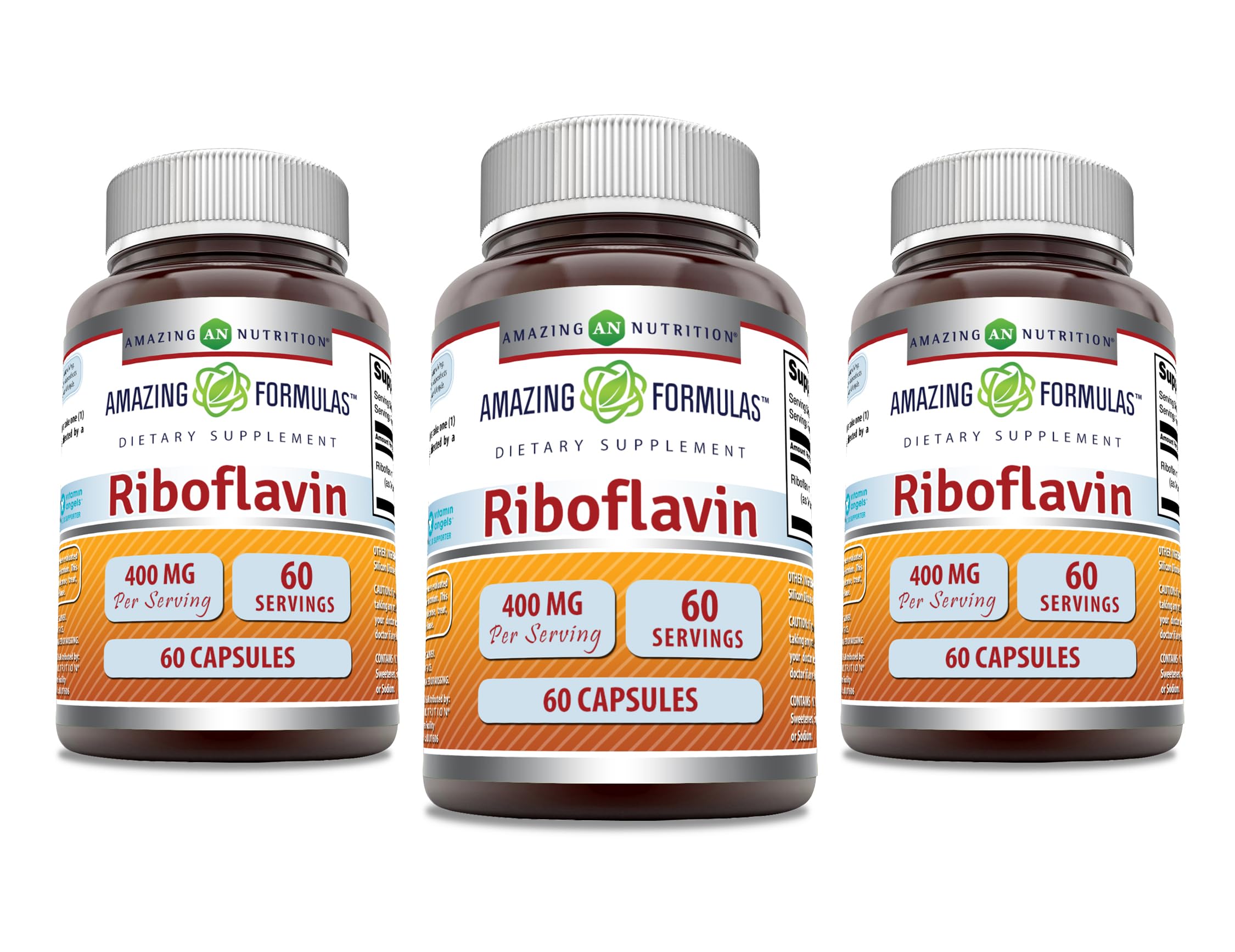 Amazing Formulas Riboflavina 400 mg en botella, uso diario.