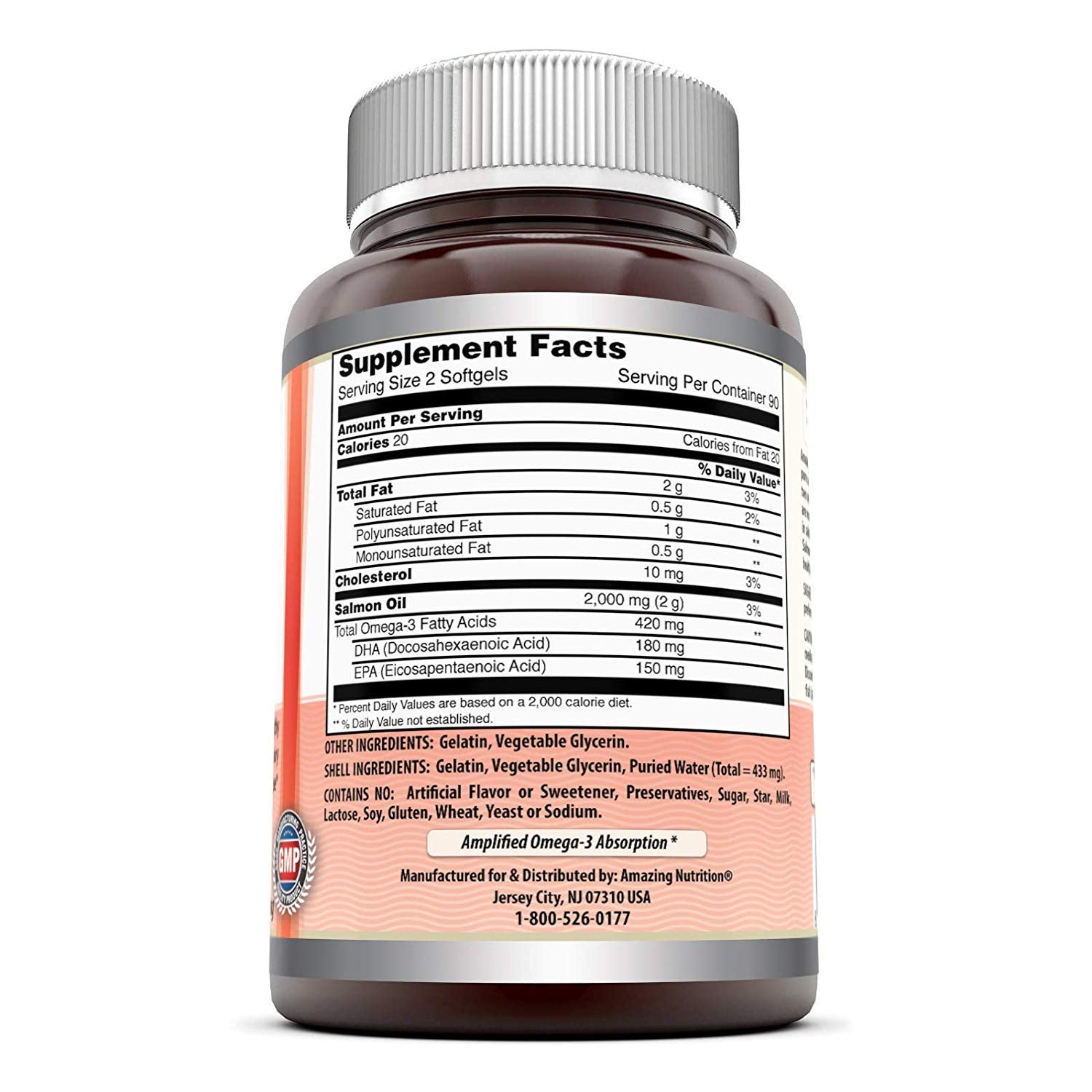 Amazing Nutrition Amazing Omega Salmón - empaque con etiqueta clara para identificar beneficios