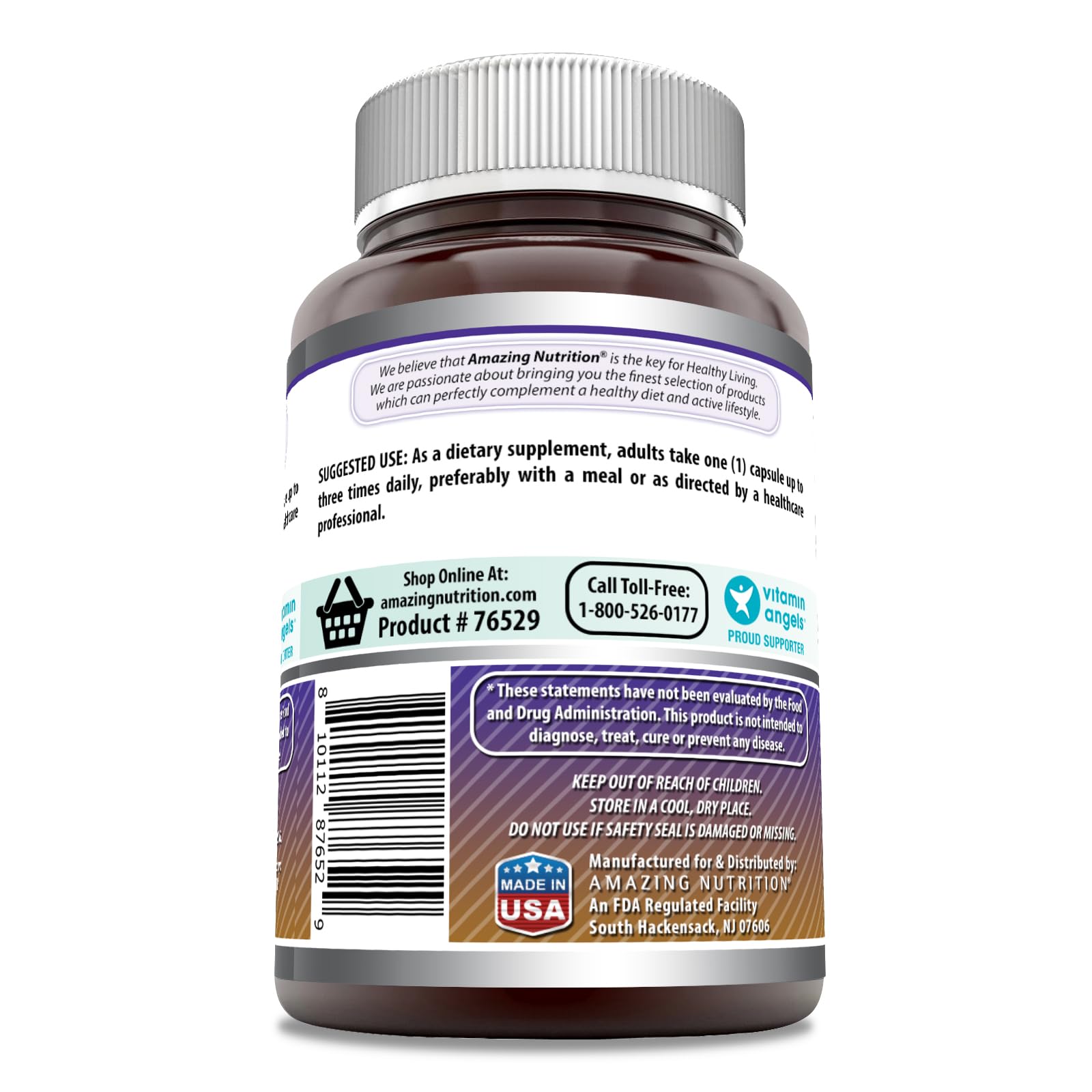 Amazing Nutrition Arginina 500 mg botella para uso diario y complemento