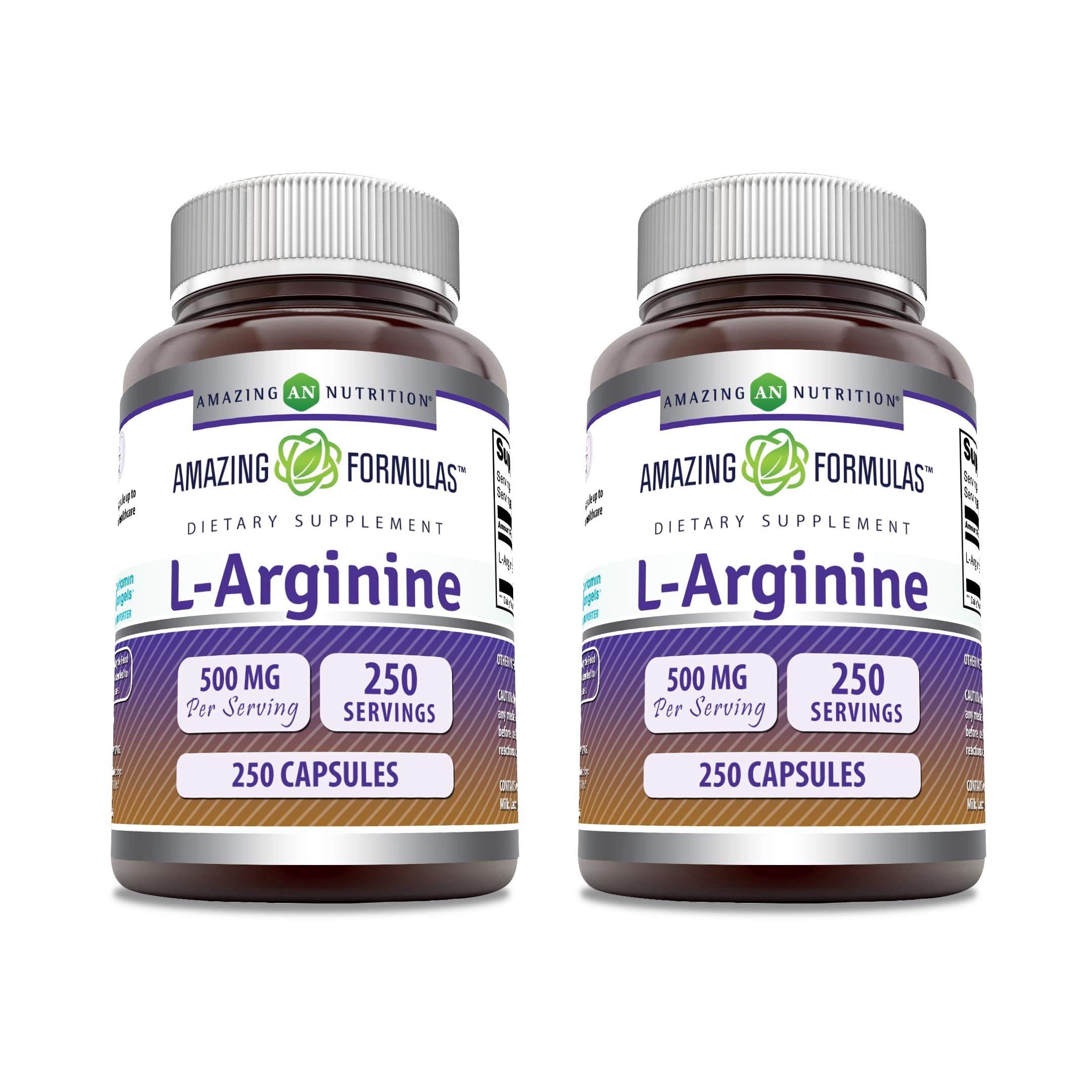 Amazing Nutrition L-Arginina 500 mg en cápsulas para apoyo diario de aminoácidos