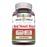 Amazing Nutrition arroz rojo fermentado 1200 mg en botella, ideal para la rutina diaria de bienestar.