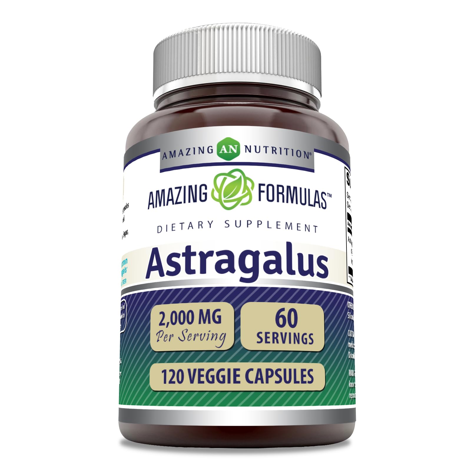 Amazing Nutrition Astrágalo 2000 mg: cápsulas vegetales para bienestar diario.