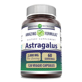 Amazing Nutrition Astrágalo 2000 mg: cápsulas vegetales para bienestar diario.