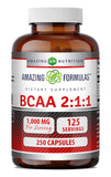 Amazing Nutrition BCAA 2:1:1 cápsulas para ingesta diaria de aminoácidos.