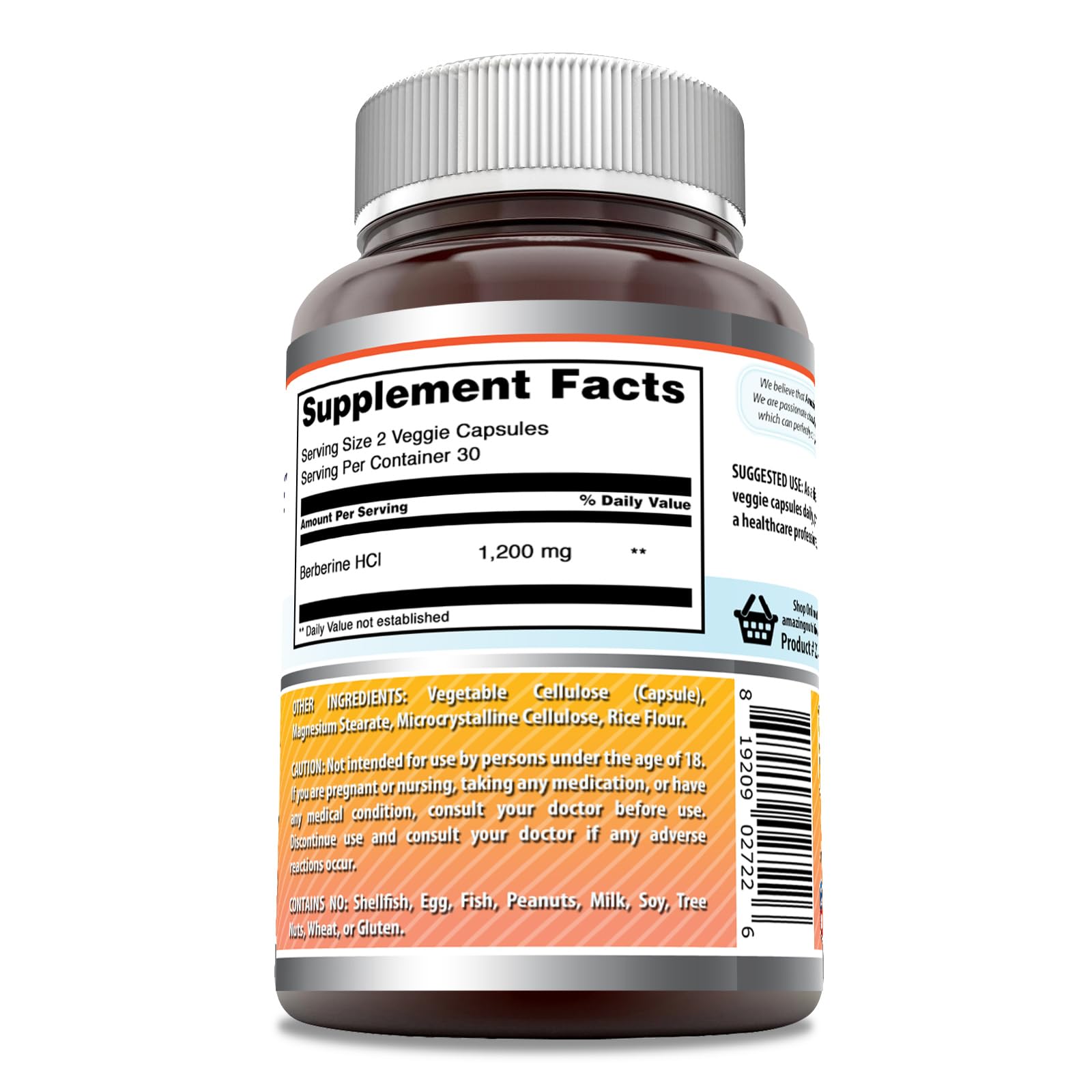 Envase de Amazing Nutrition Berberina, cápsulas vegetales para uso diario.