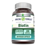 Biotina de Amazing Nutrition 10000mcg en cápsula vegetal para cabello y uñas sanos