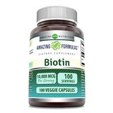 Amazing Nutrition Biotina 10000 mcg cápsula vegetal para cuidado diario de cabello y uñas