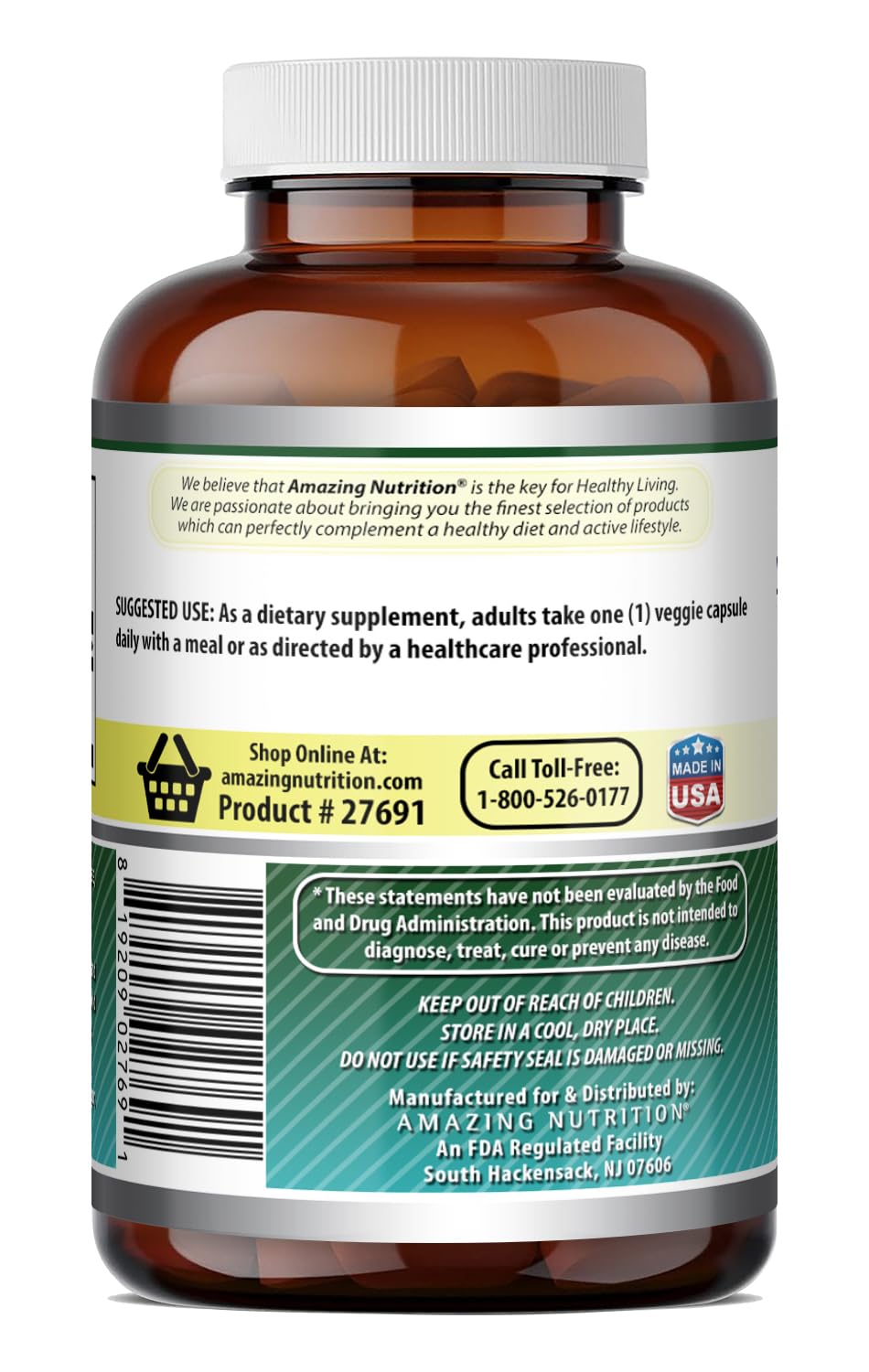 Amazing Nutrition Biotina 10000 mcg, cápsulas vegetales, formato apto para dietas veganas