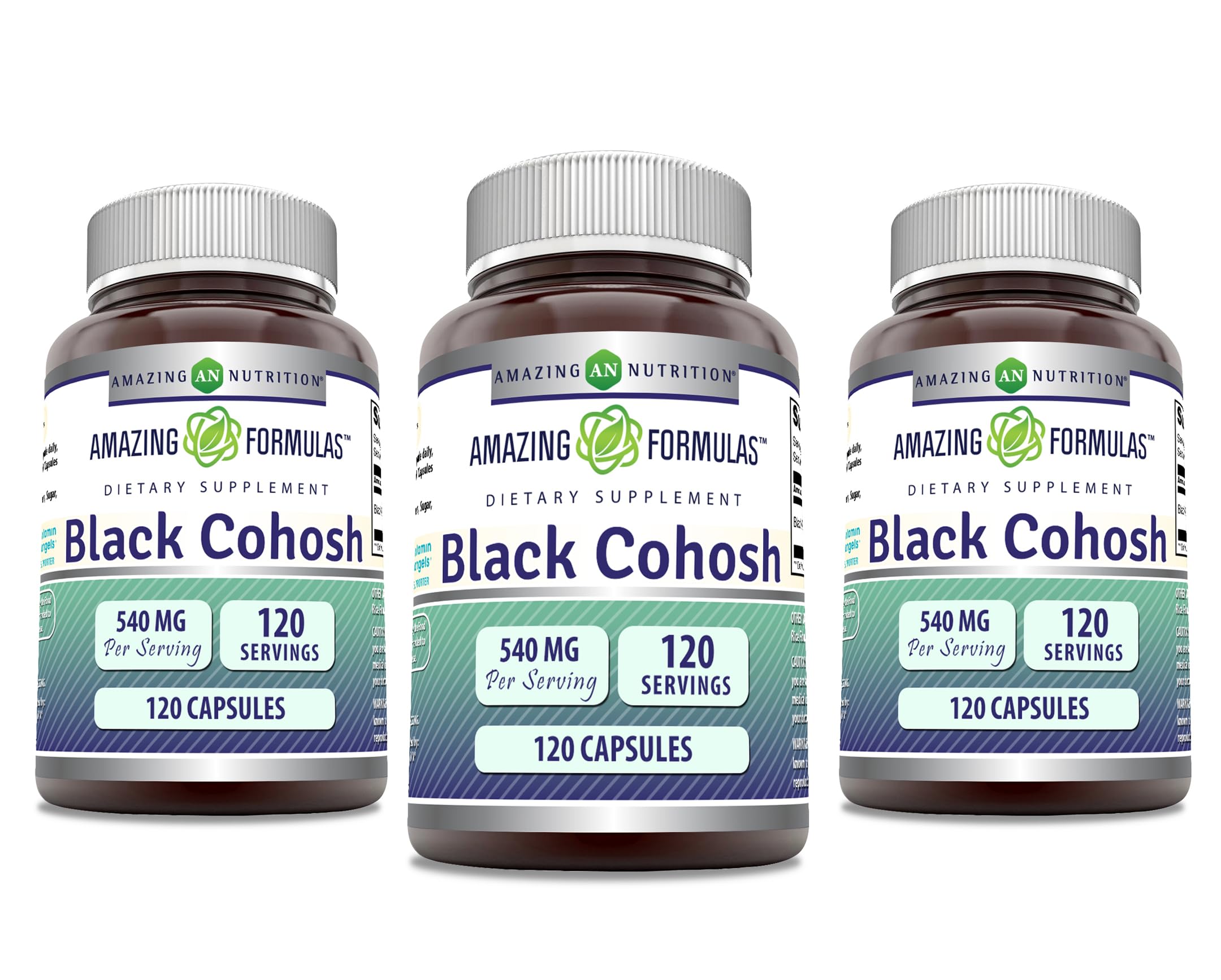 Amazing Nutrition Black Cohosh 540 mg, cápsulas, para apoyar el bienestar diario.