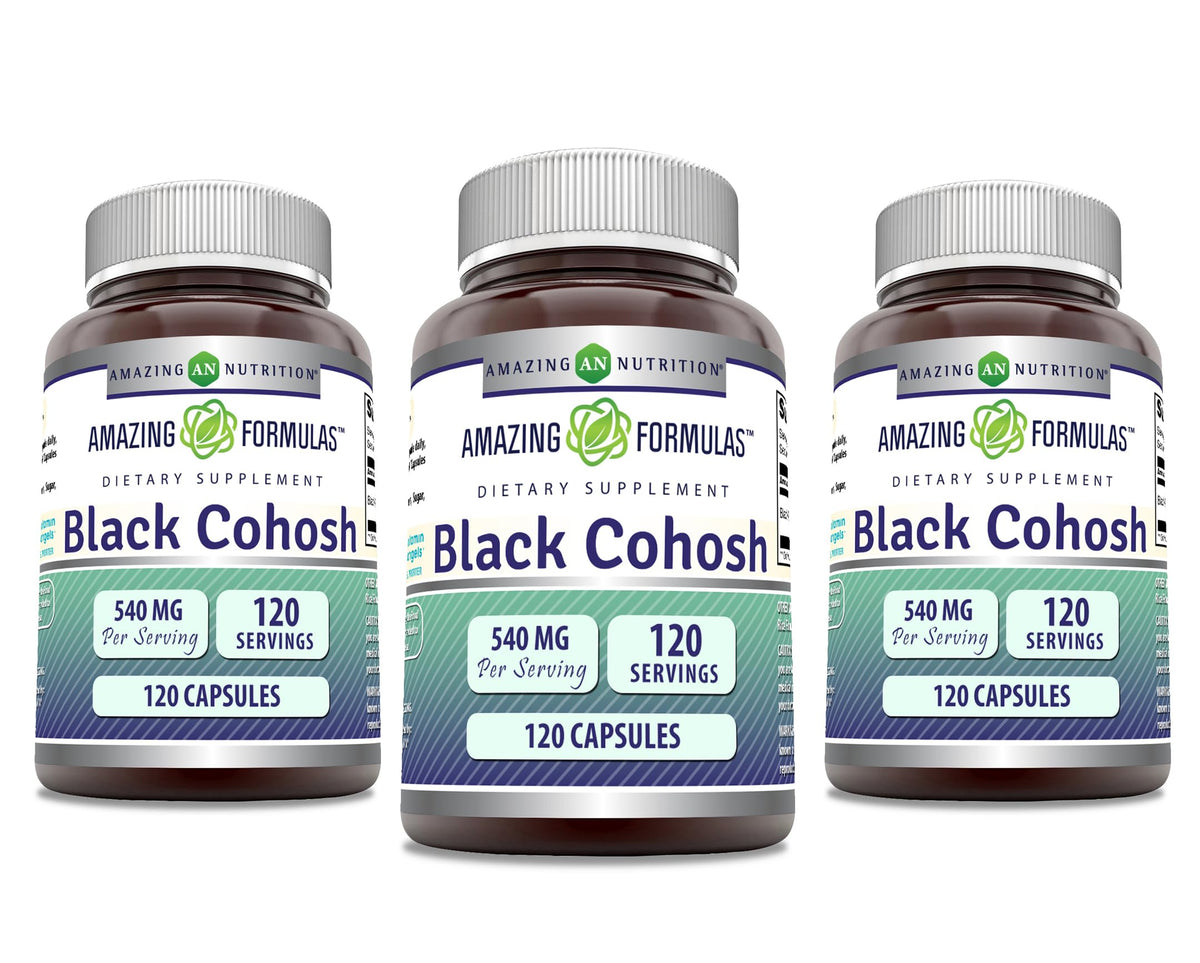 Amazing Nutrition Black Cohosh 540 mg, cápsulas, para apoyar el bienestar diario.