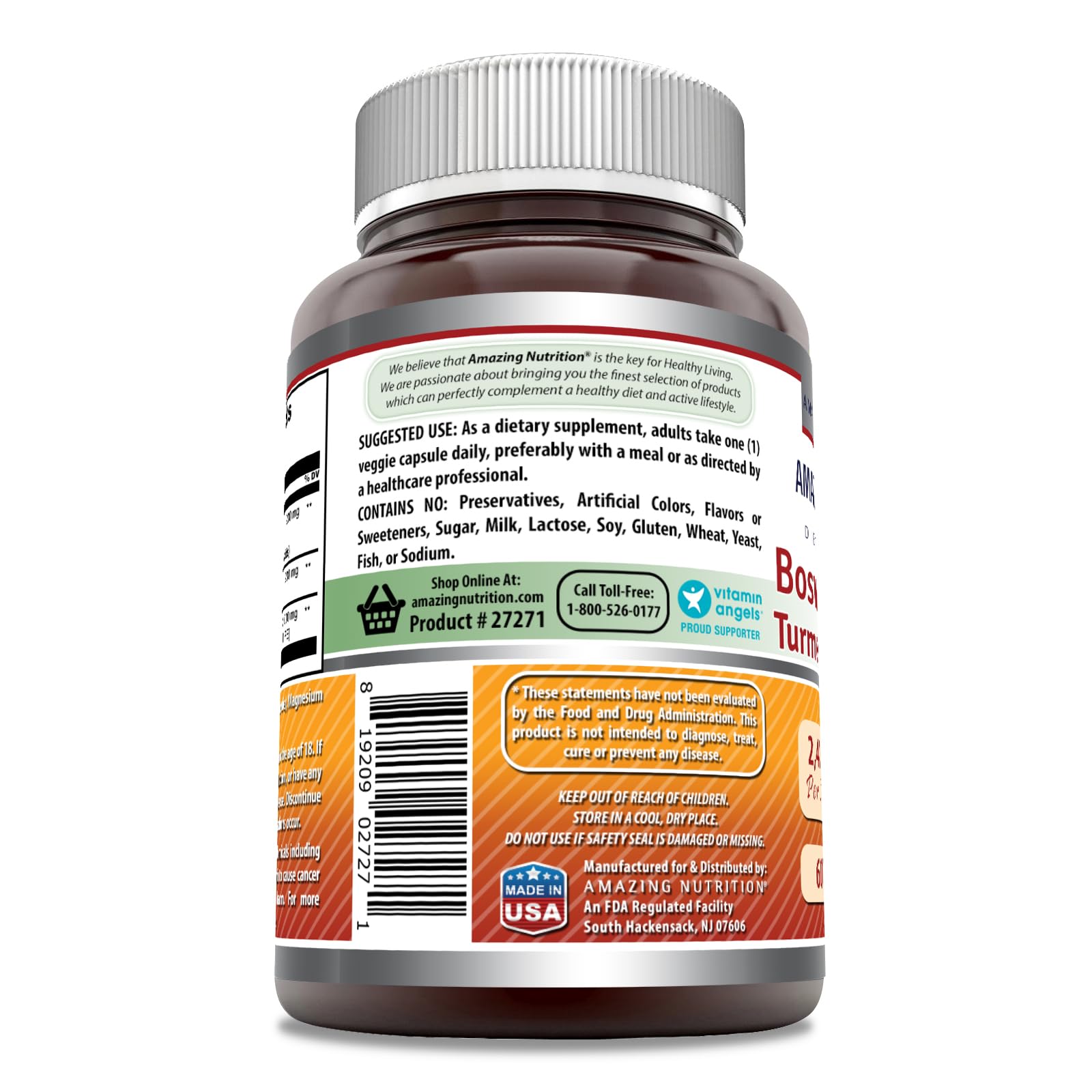 Amazing Nutrition Boswellia Curcuma Polvo de Curcuma: polvo de curcuma natural