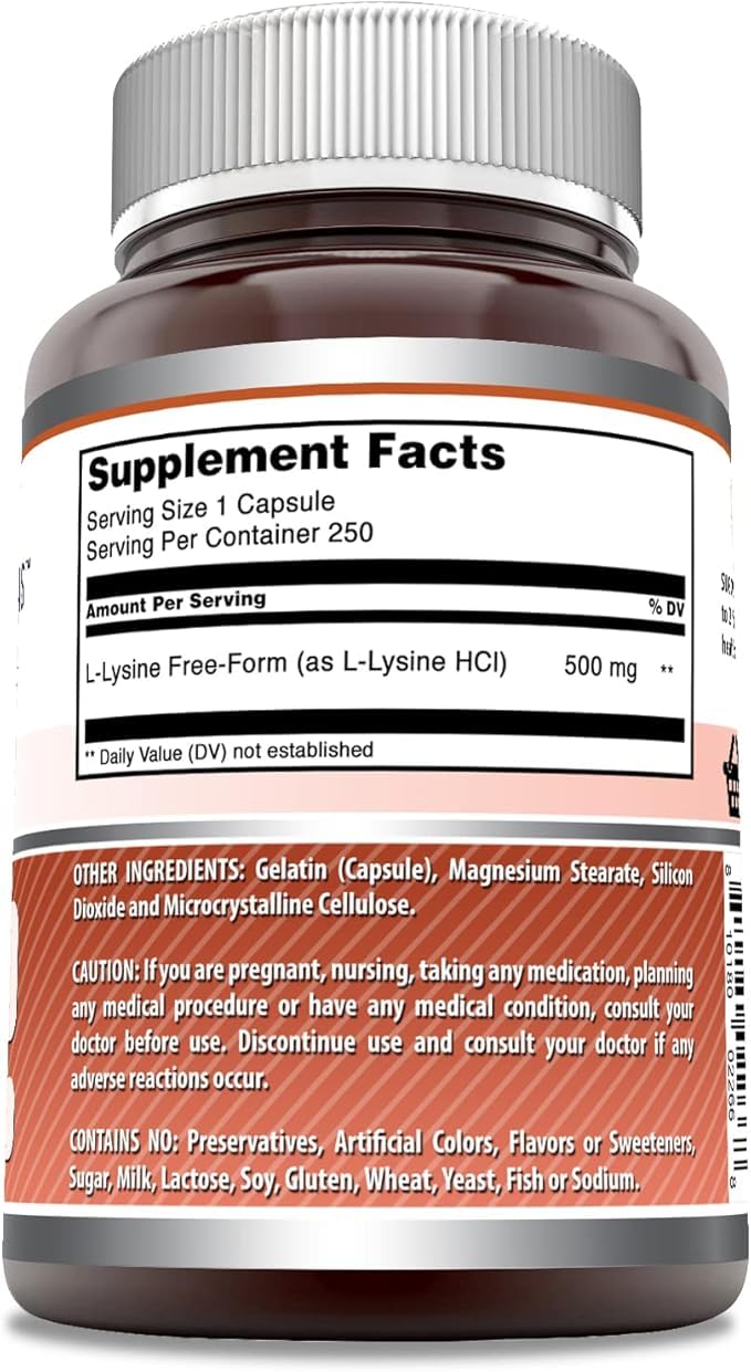 Botella Amazing Nutrition lisina 500 mg lista para tu rutina.
