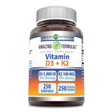 Amazing Nutrition D3 5000 UI con K2 100 mcg en botella para uso diario