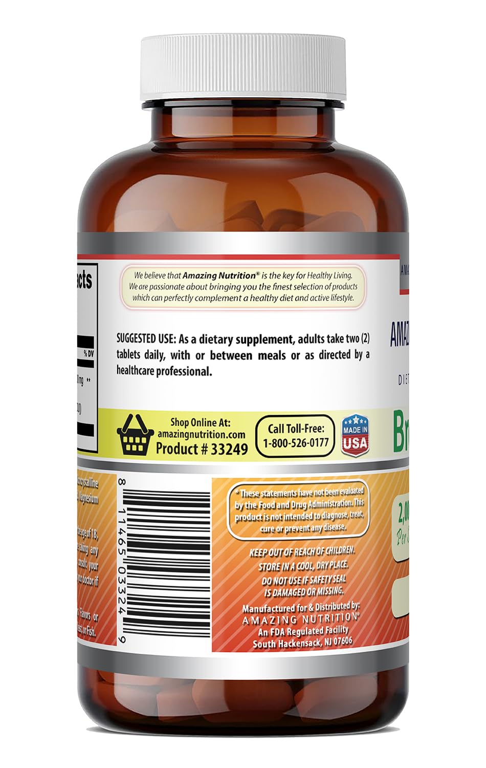 Amazing Nutrition Bromelina 2000 mg, etiqueta sin OGM para mayor confianza.