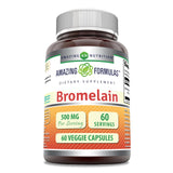 Amazing Formulas Bromelina 500 mg, botella frontal, apoyo a la digestión suave