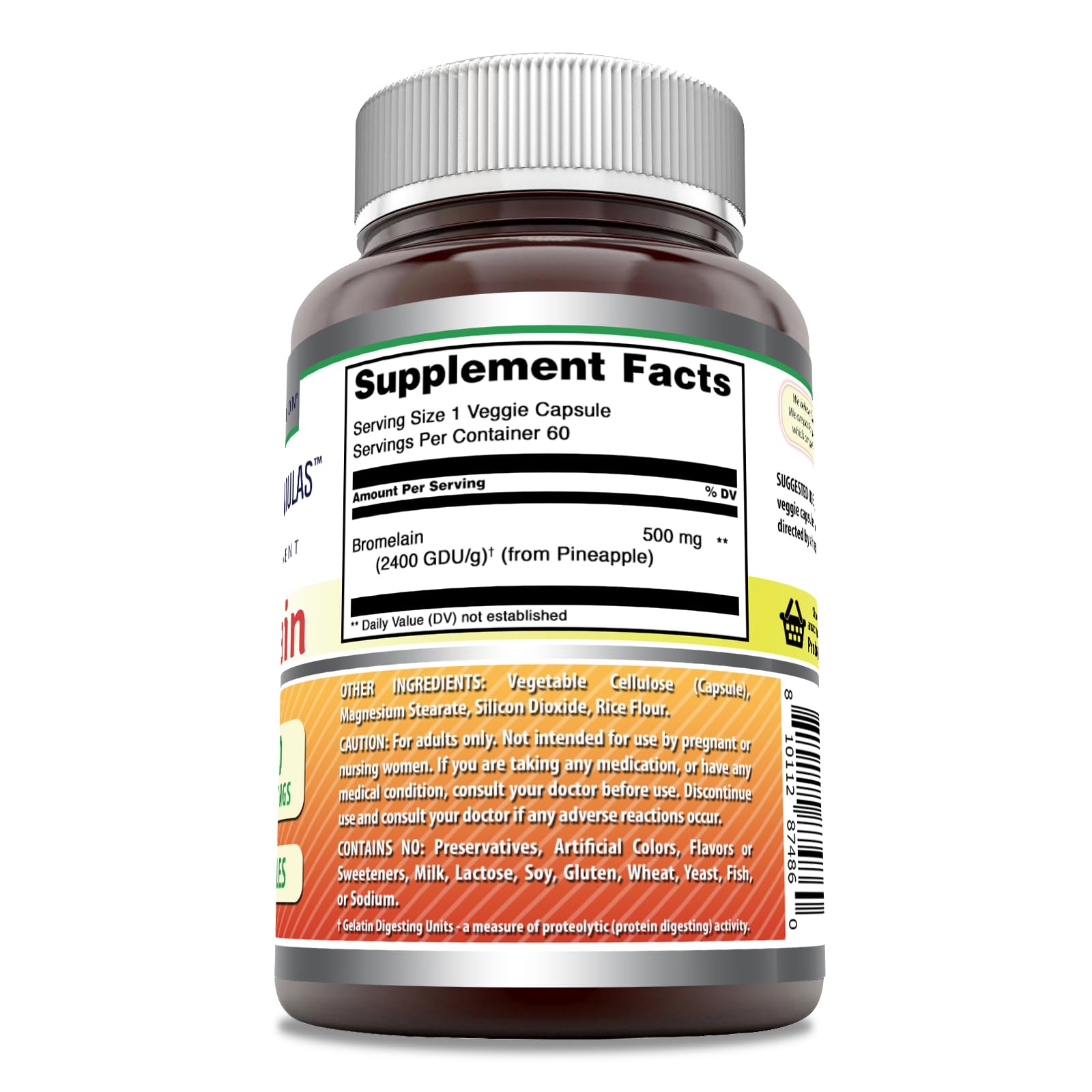 Amazing Formulas Bromelina 500 mg, cápsulas vegetales, fácil de tomar