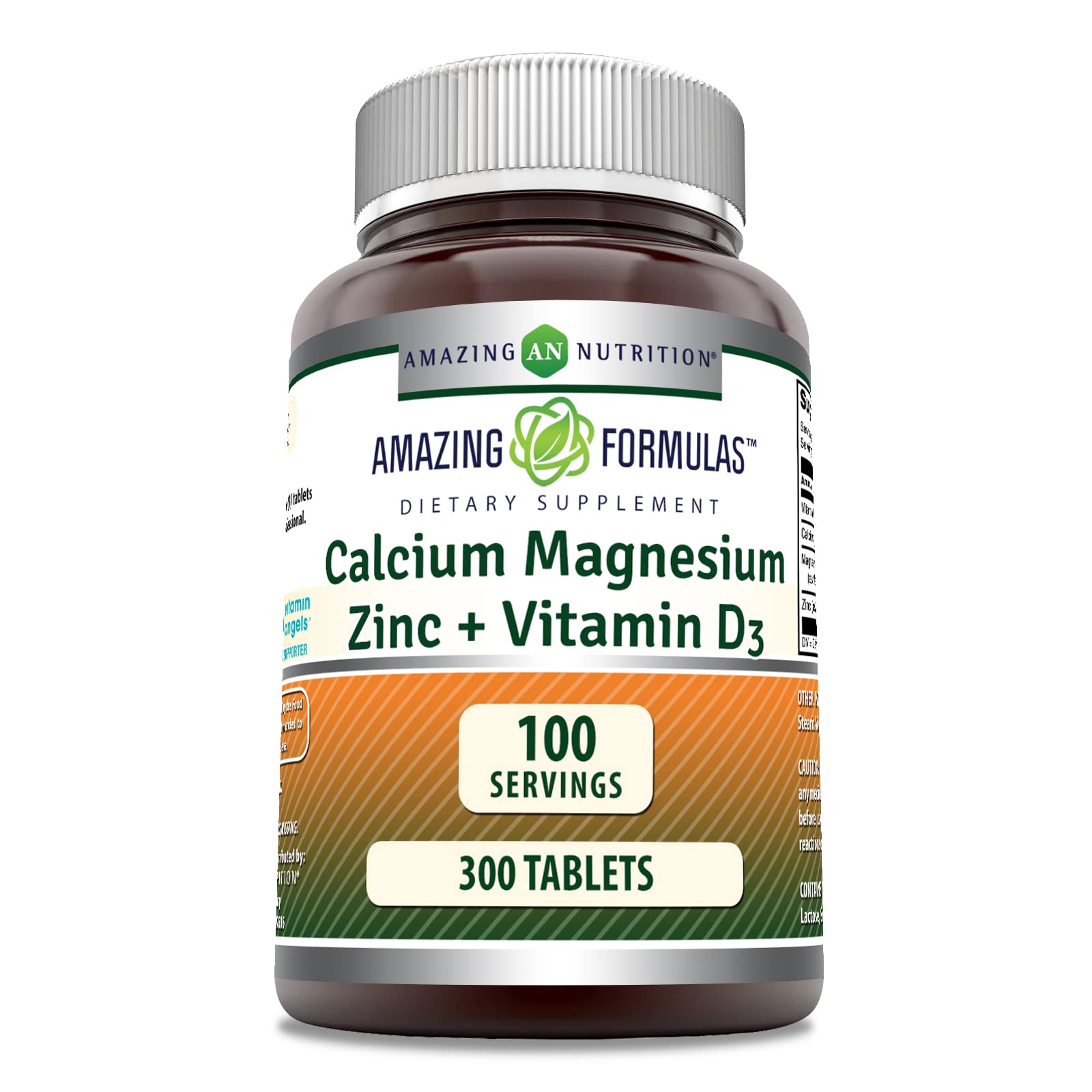 Amazing Nutrition calcio magnesio zinc con D3, botella para la salud ósea