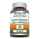 Amazing Nutrition calcio magnesio zinc con D3, botella para la salud ósea