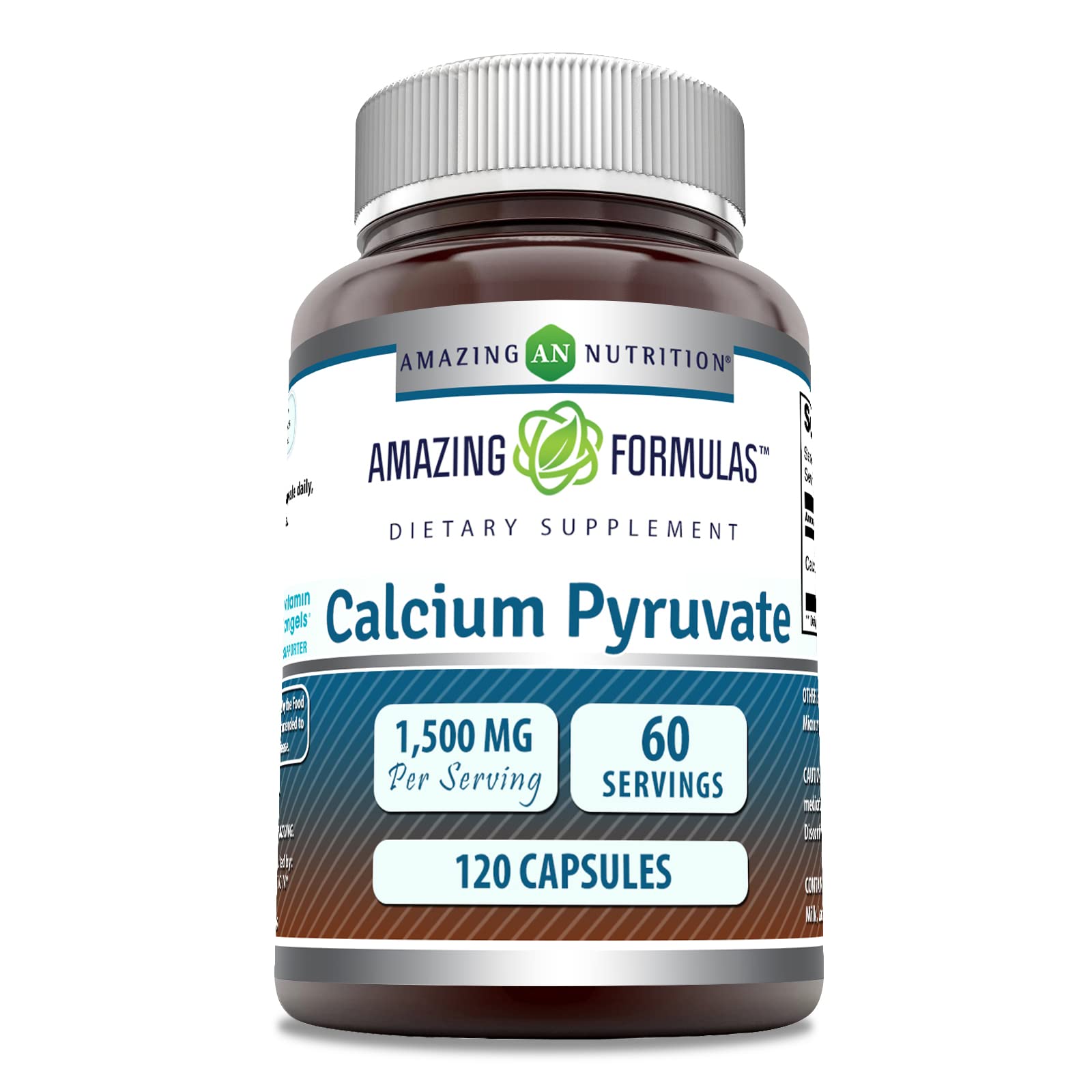Amazing Nutrition calcio-piruvato cápsulas 1500 mg para energía diaria y comodidad.