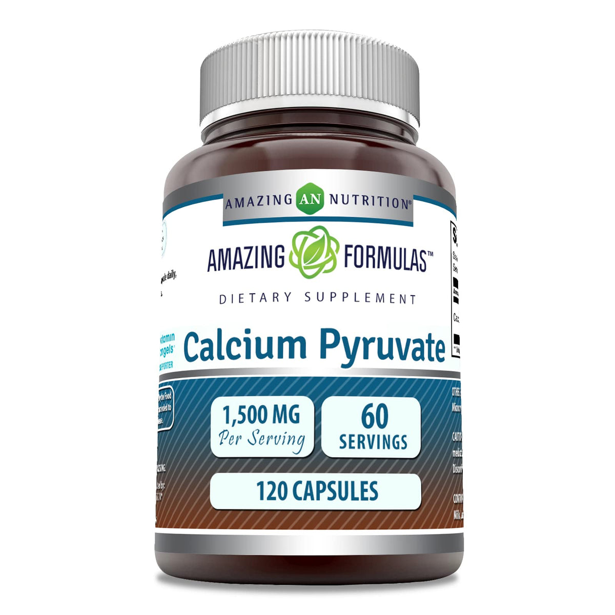 Amazing Nutrition calcio-piruvato cápsulas 1500 mg para energía diaria y comodidad.