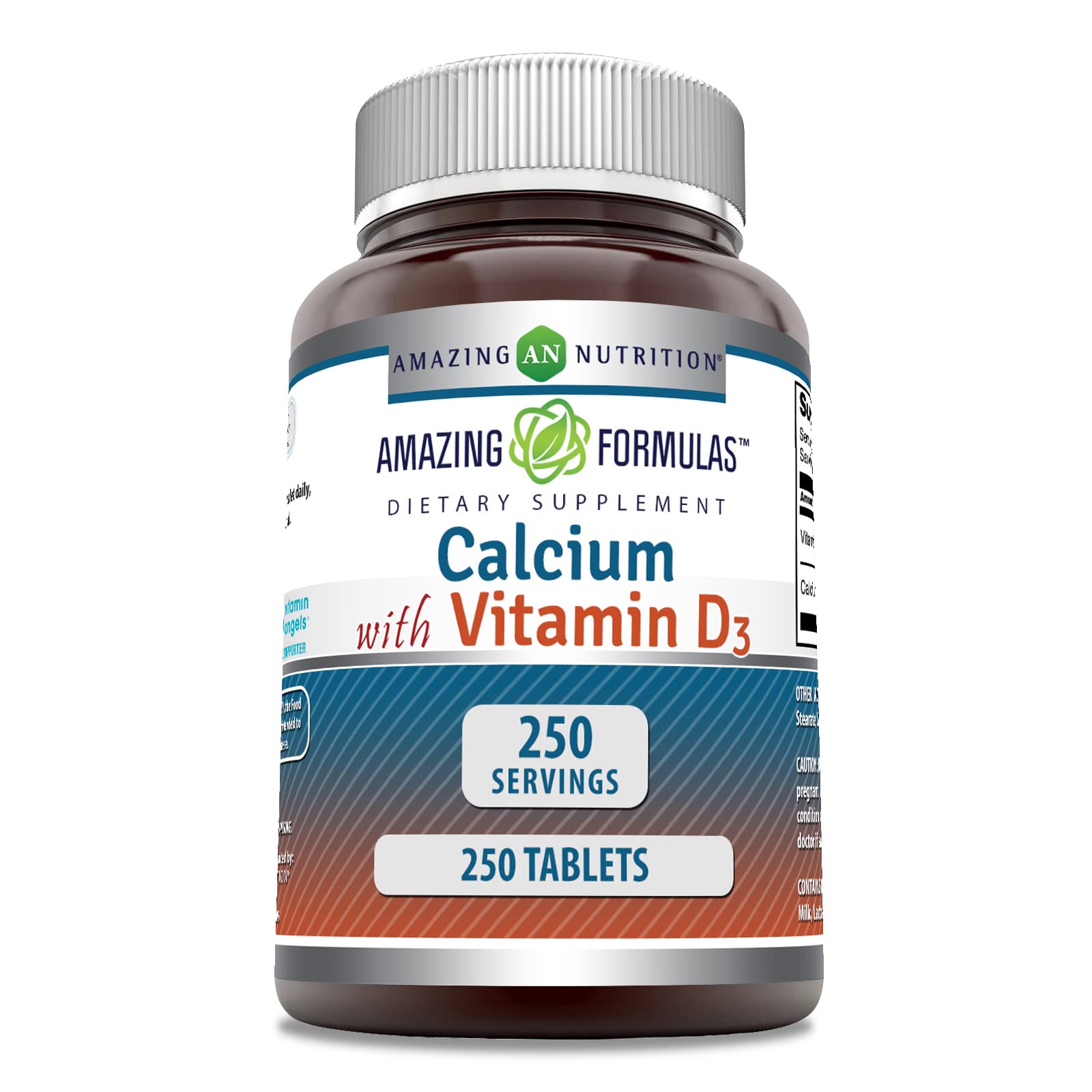 Amazing Nutrition Calcium con Vitamina D3, botella lista para uso diario.