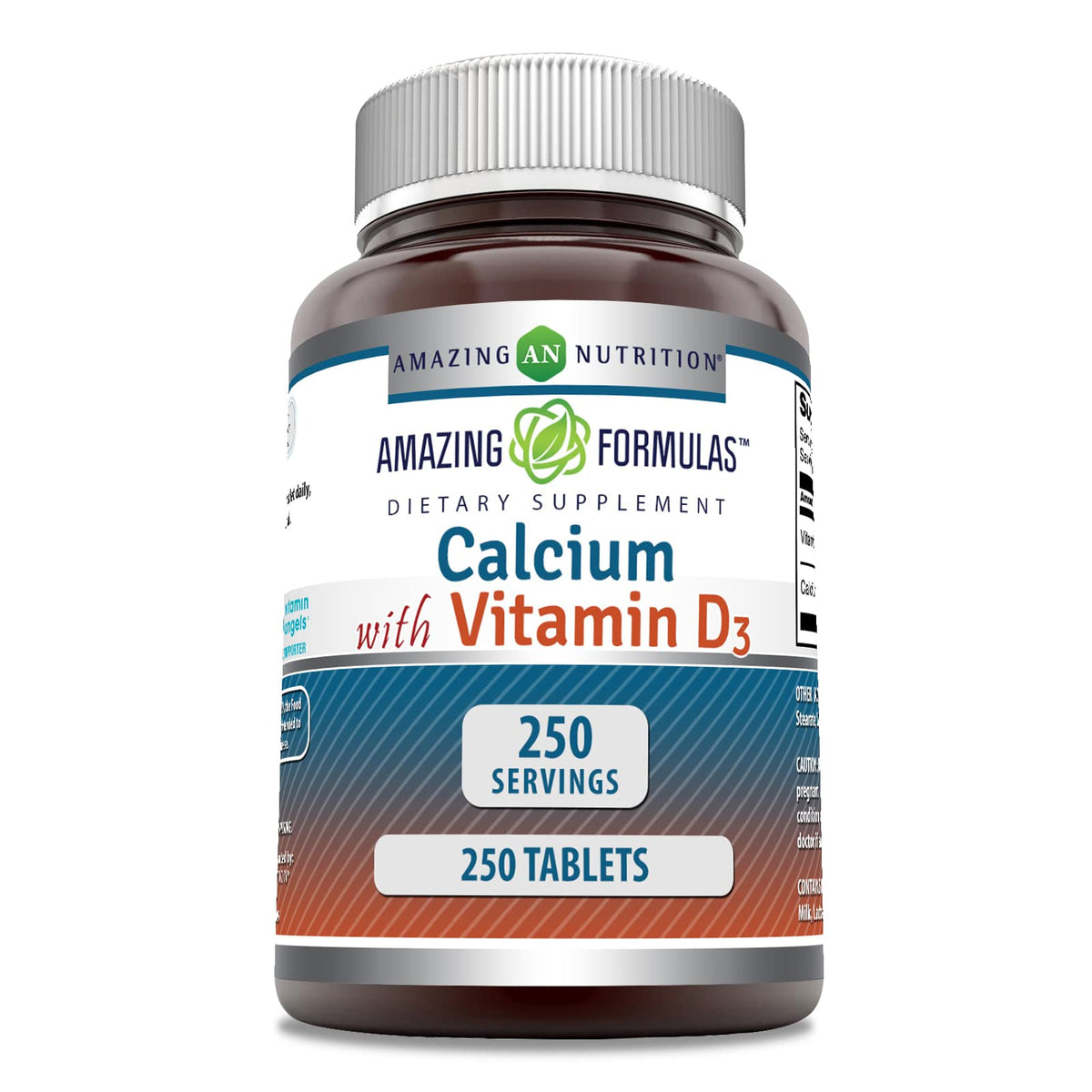 Amazing Nutrition Calcium con Vitamina D3, botella lista para uso diario.