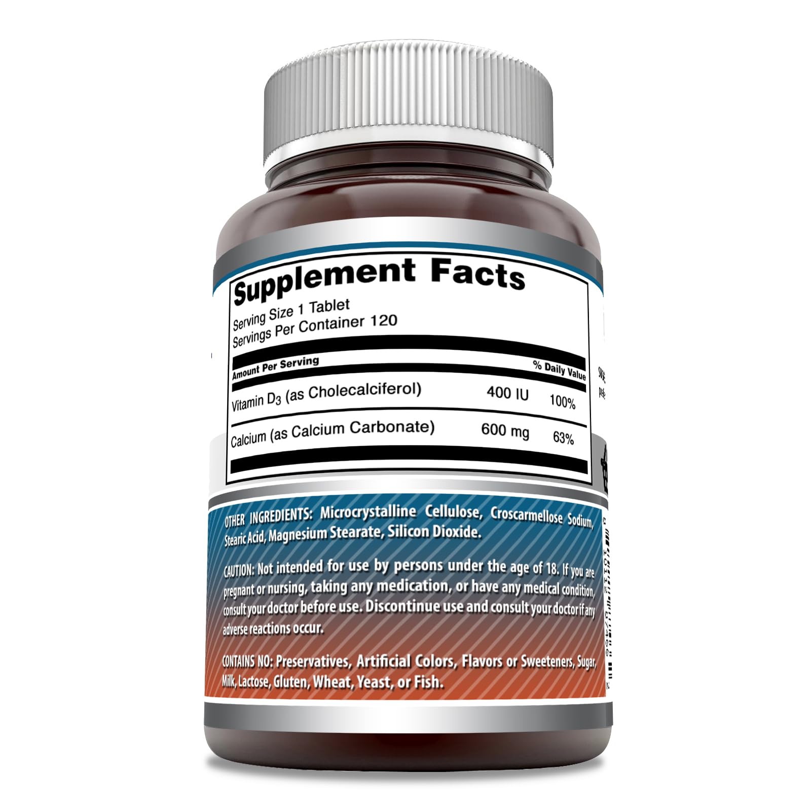 Amazing Nutrition calcio D3 tabletas — botella con 120 dosis para el día a día