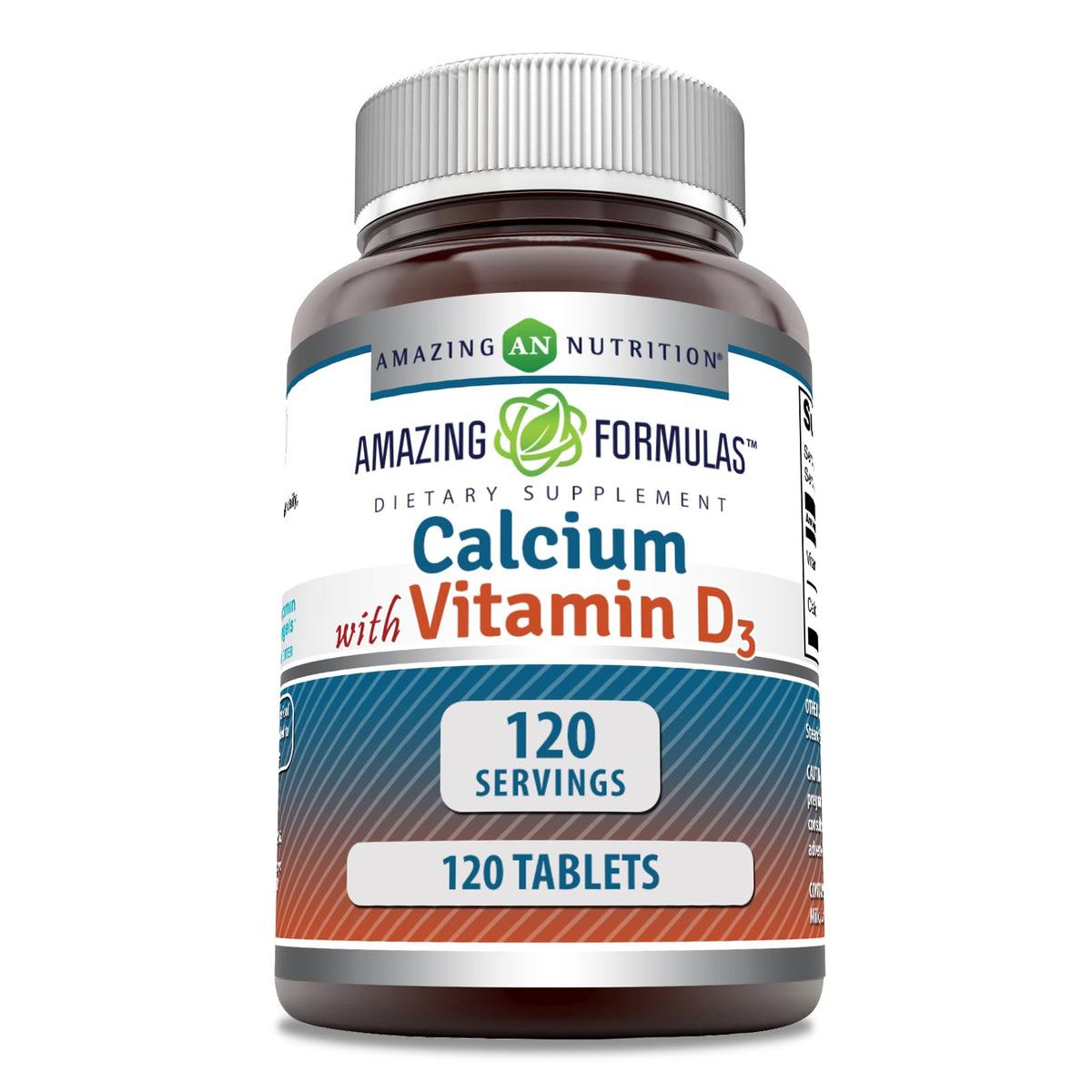 Amazing Nutrition calcio D3 tabletas — empaque práctico para ingesta diaria