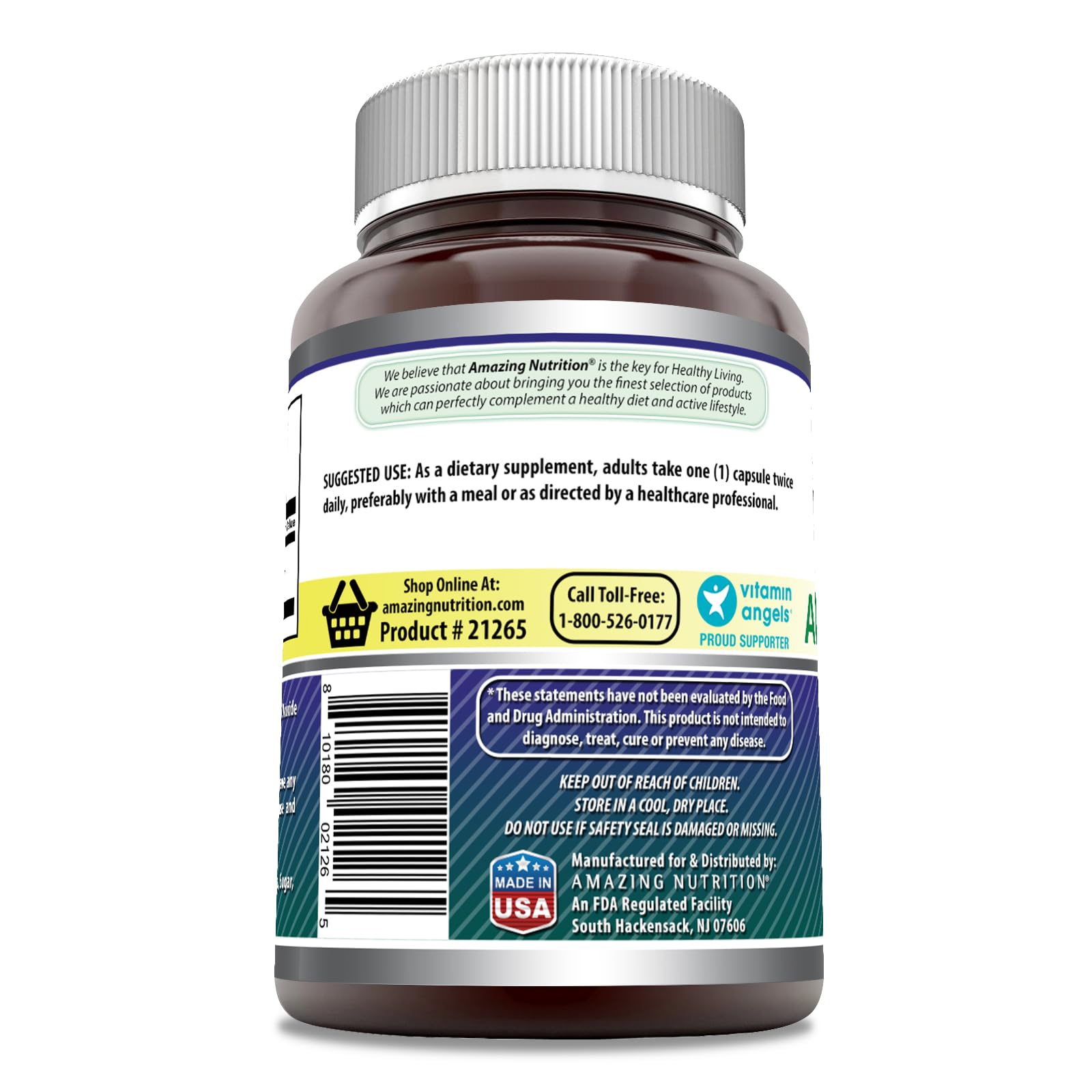 Amazing Nutrition cápsula de ácido alfa-lipoico 600 mg, fácil de tomar