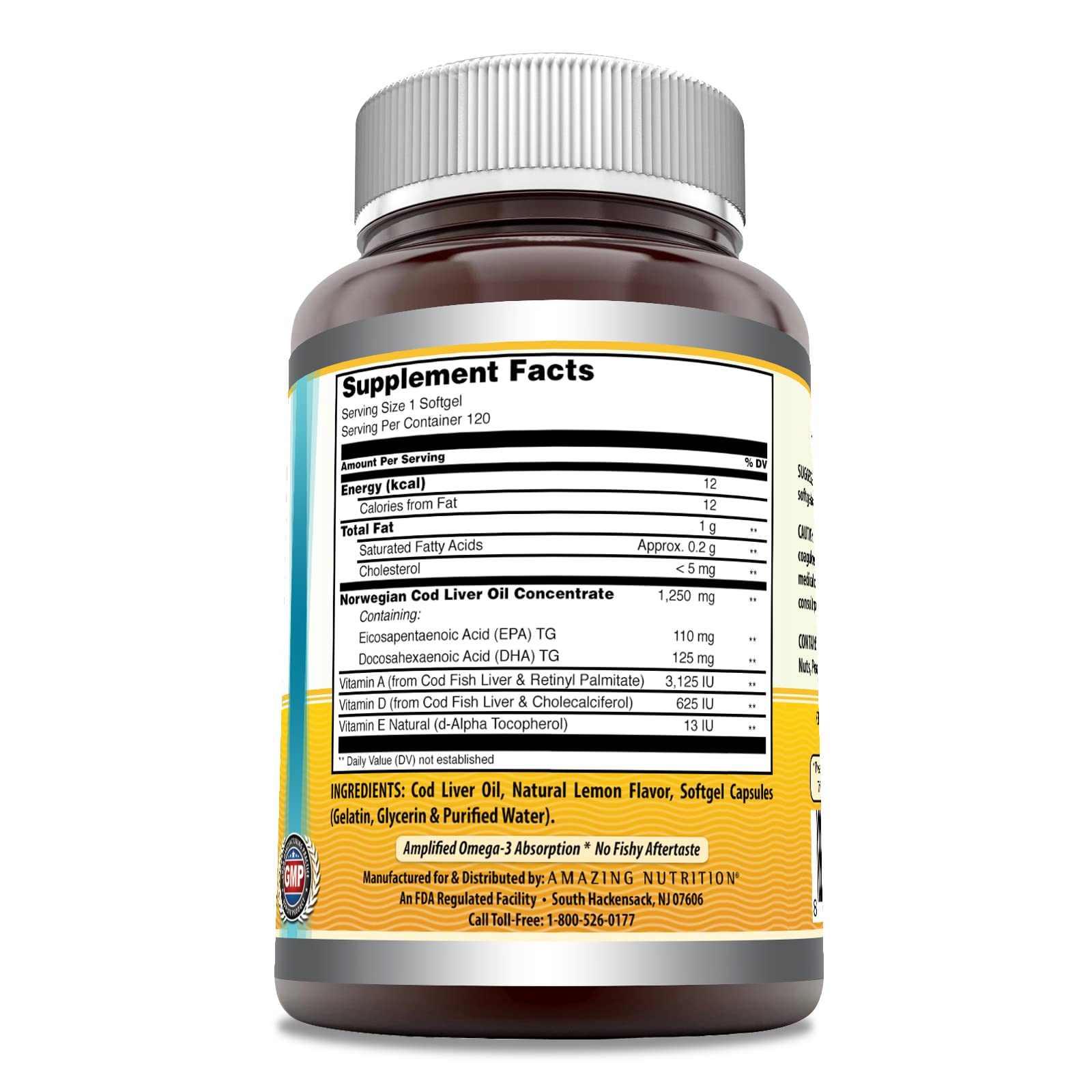 Amazing Nutrition cápsulas blandas 1250 mg con limón, fáciles de tomar en cualquier momento.