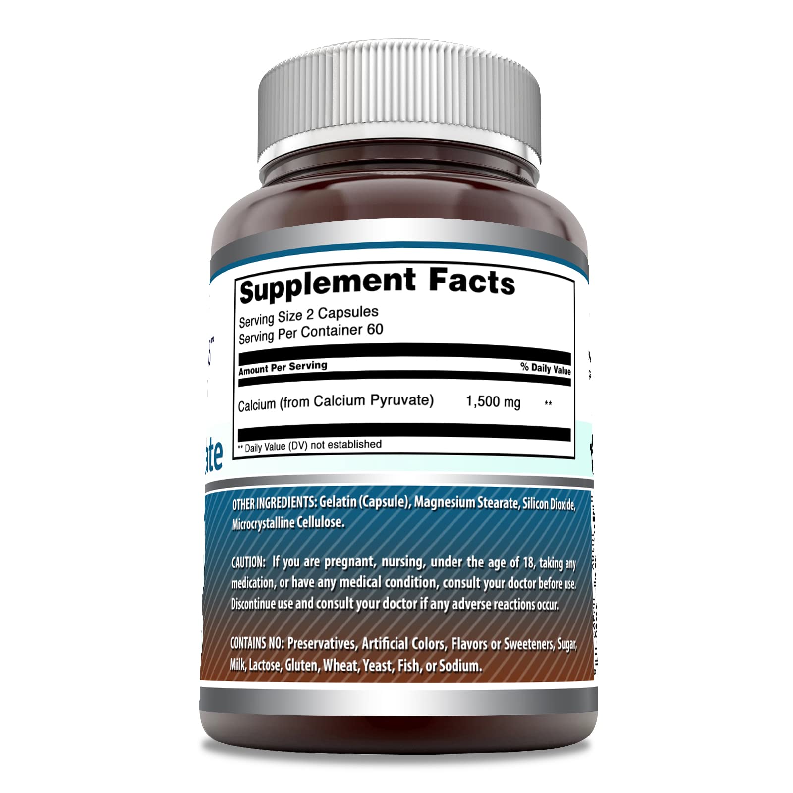 Capsulas Amazing Nutrition calcio-piruvato en primer plano para uso diario cómodo.
