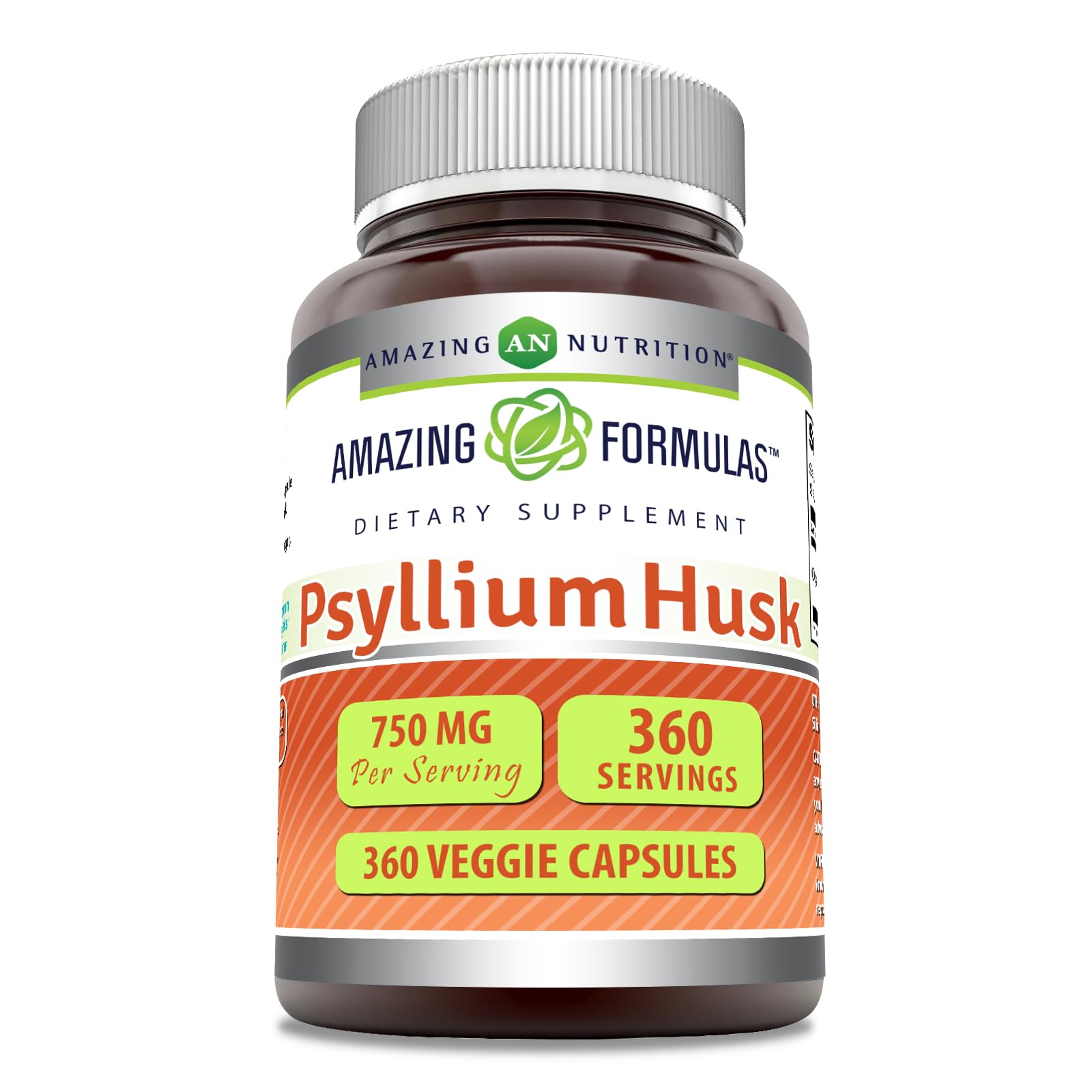 Amazing Nutrition: cáscara de psyllium 750 mg en botella para consumo diario
