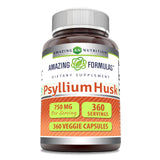 Amazing Nutrition: cáscara de psyllium 750 mg en botella para consumo diario