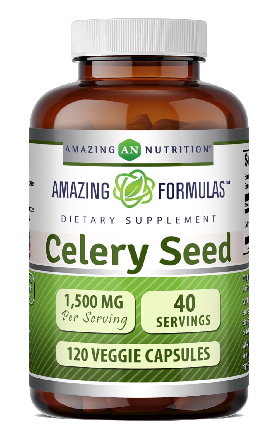 Amazing Nutrition extracto de semilla de apio en botella con 1500 mg por porción