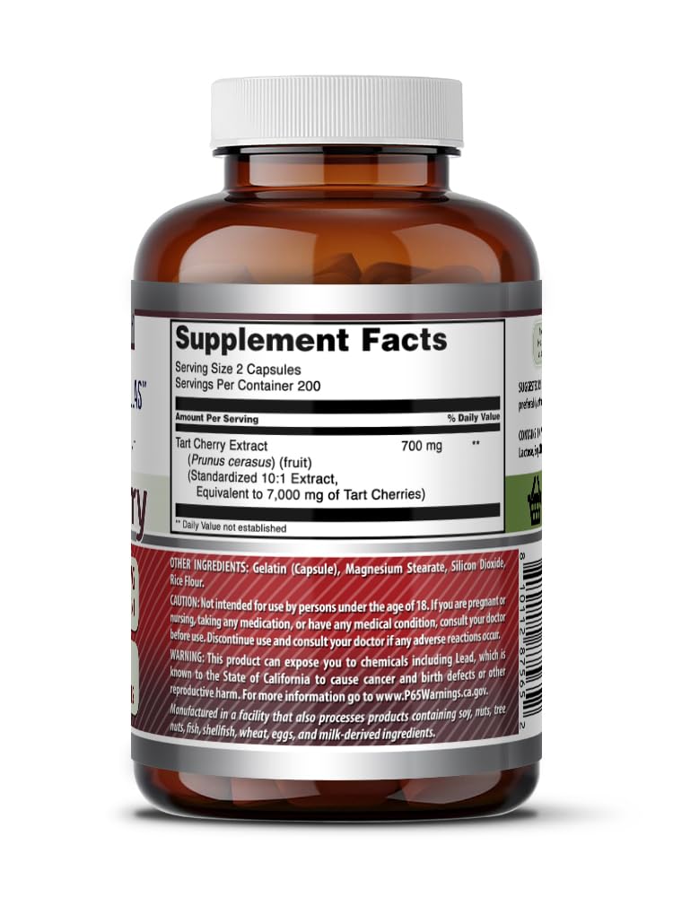 Amazing Nutrition Cereza Ácida 700 mg, cápsulas en mano, fácil de tomar cada día.
