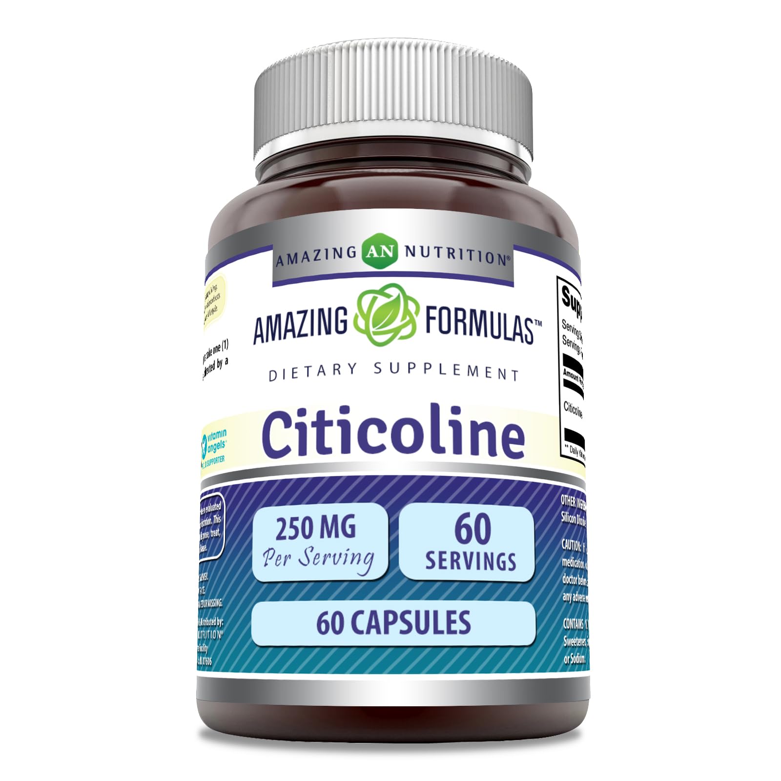 Amazing Nutrition Citicolina 250 mg: botella con cápsulas para uso diario