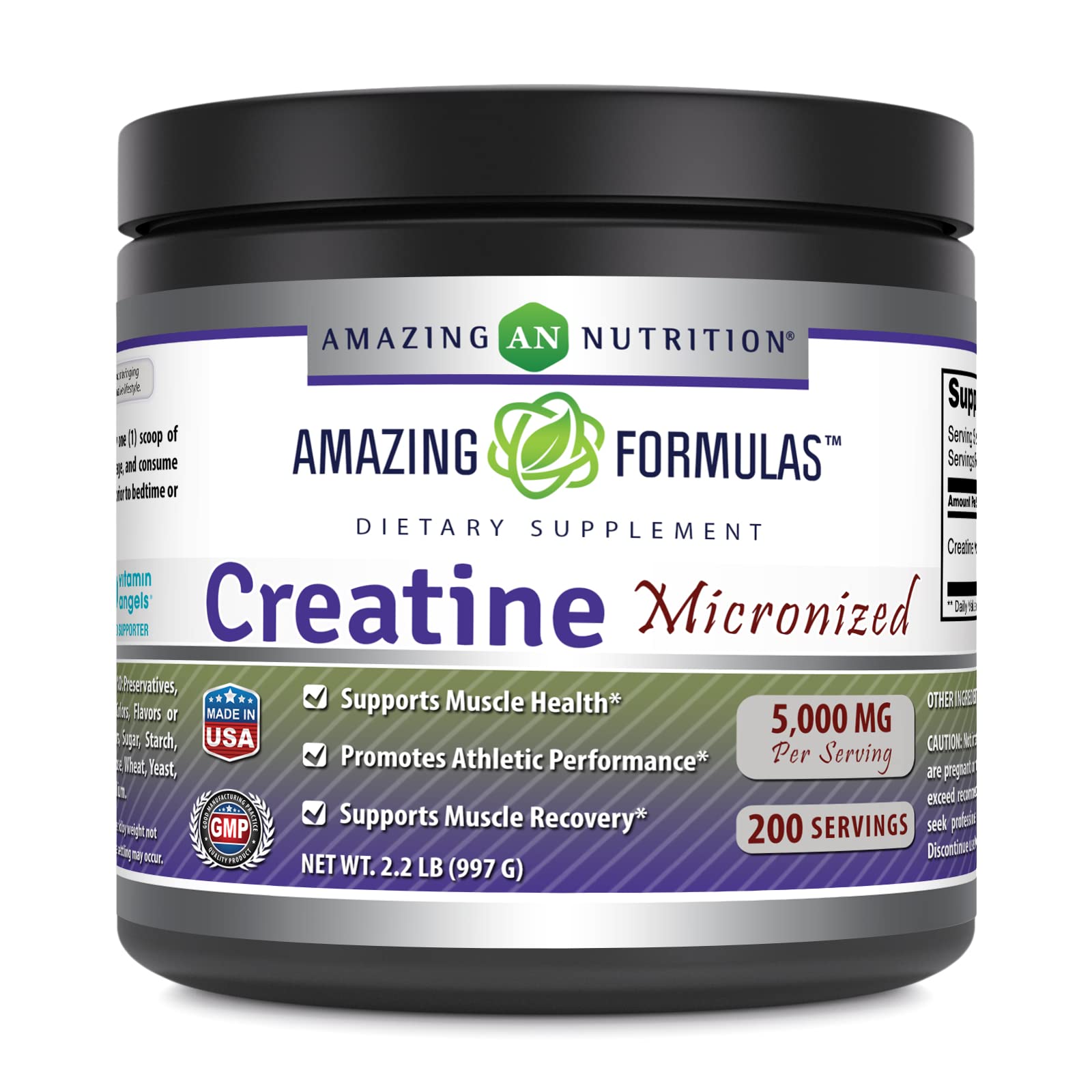 Amazing Nutrition Creatina monohidrato micronizada en bote para entrenamientos más intensos.