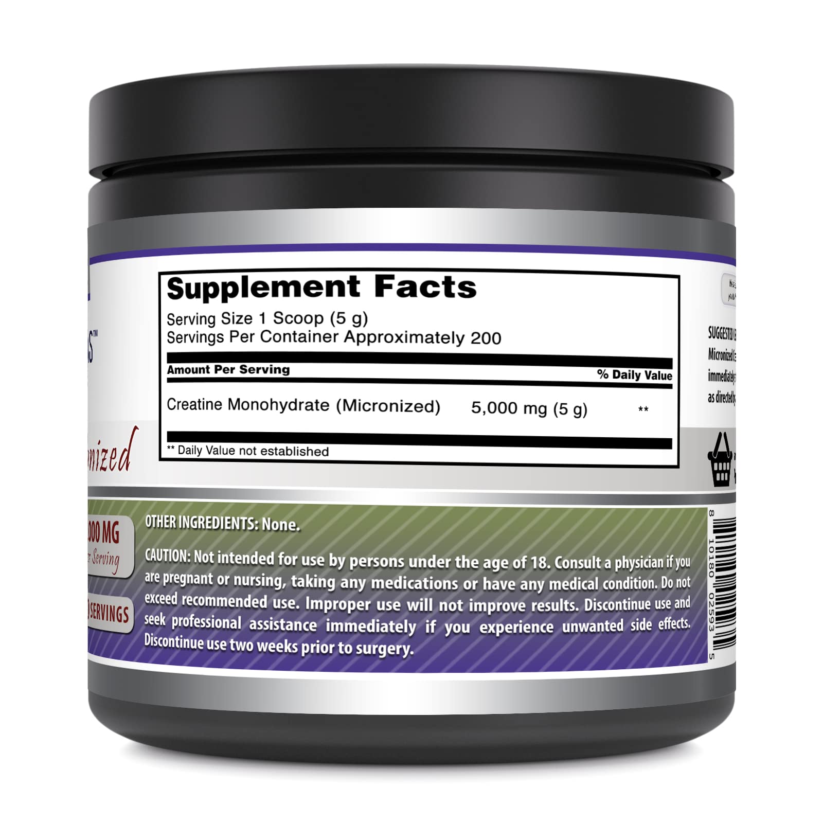 Amazing Nutrition cuchara medidora muestra la dosis de 5000 mg por porción.