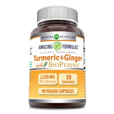 Amazing Nutrition curcuma jengibre bioperine cápsulas para apoyo saludable diario.
