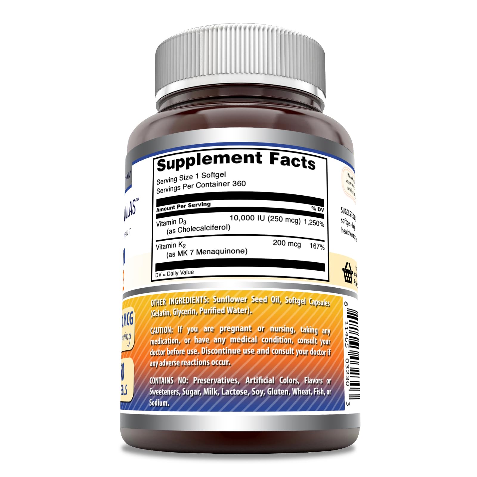 Amazing Nutrition D3 K2 botella para consumo diario
