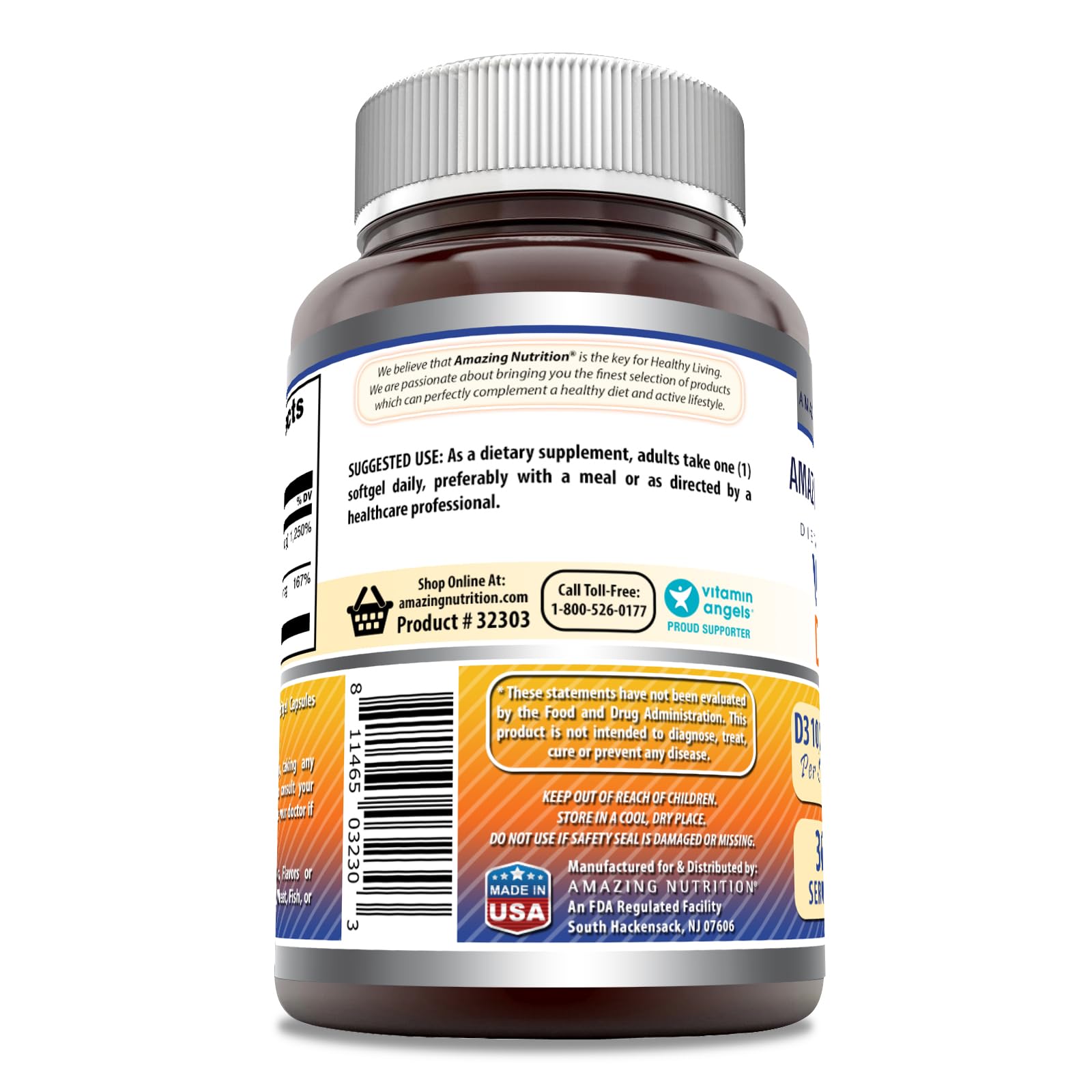 Amazing Nutrition D3 K2 etiqueta con nutrientes