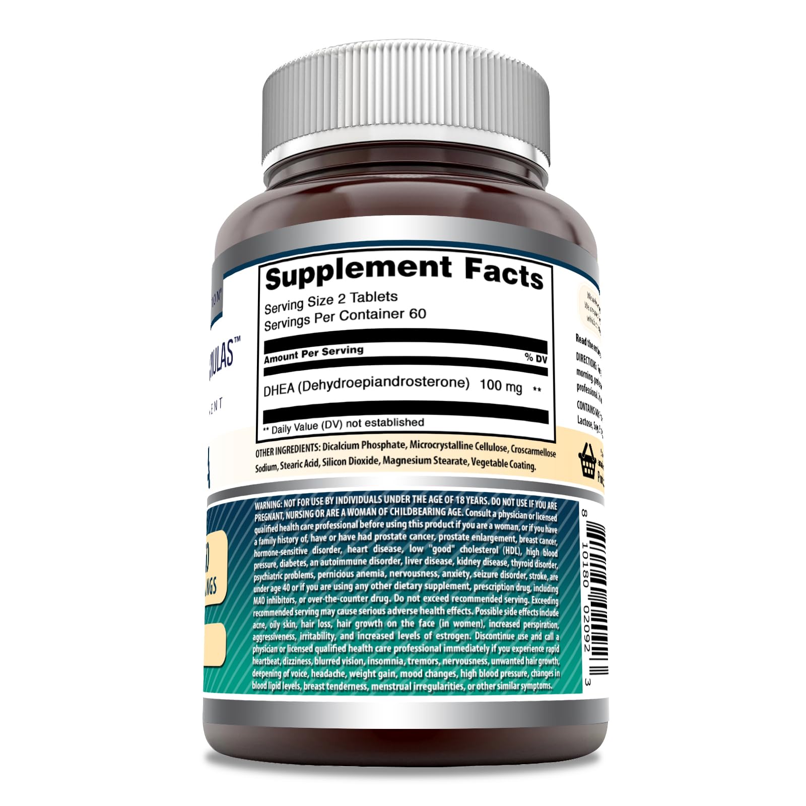 Amazing Nutrition DHEA 100 mg, blister de tabletas para uso diario cómodo.