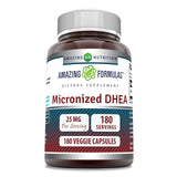 Amazing Nutrition DHEA 25 mg envase: cápsulas fáciles de tragar para uso diario.