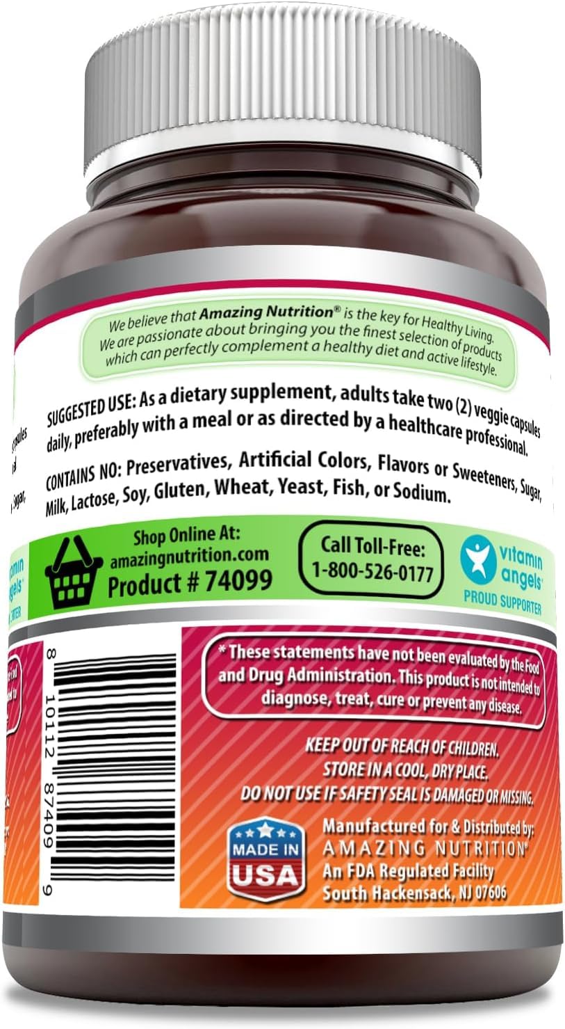 Amazing Nutrition Echinacea 1300 mg cápsulas veggie: opción vegetariana para un consumo cómodo.