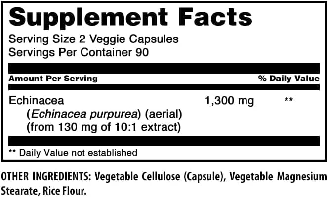 Amazing Nutrition Echinacea 1300 mg dosificación: toma fácil en cada comida.