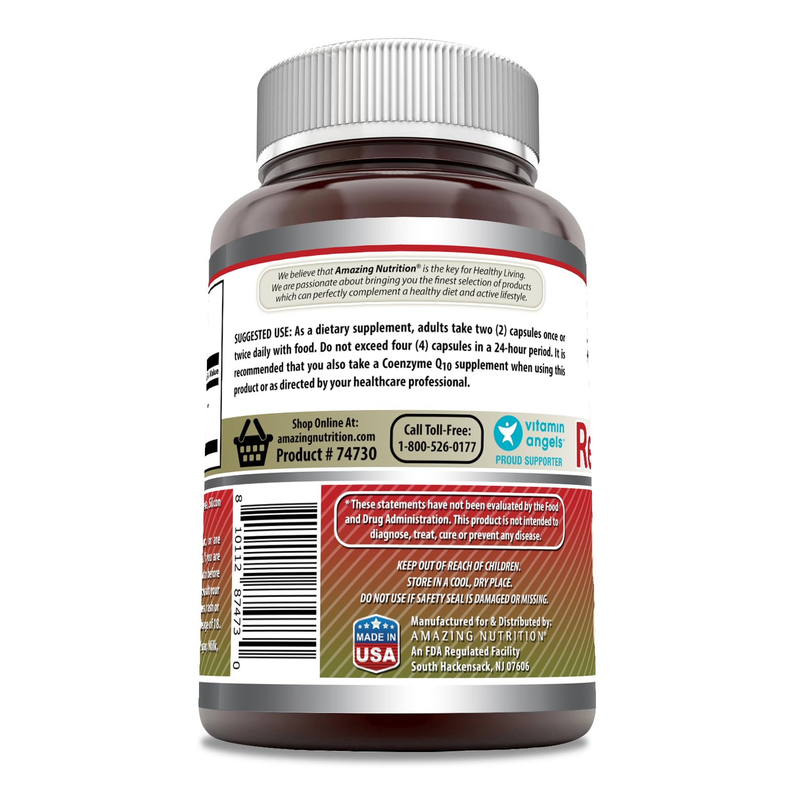 Amazing Nutrition empaque de 180 cápsulas para uso diario cómodo