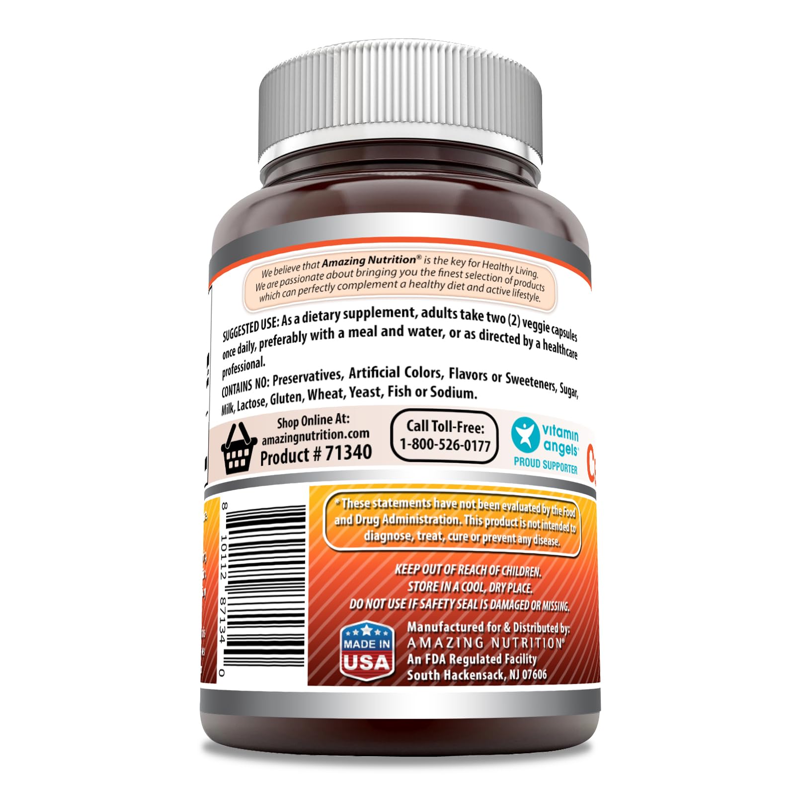 Etiqueta de Amazing Nutrition berberina con canela Ceilán.
