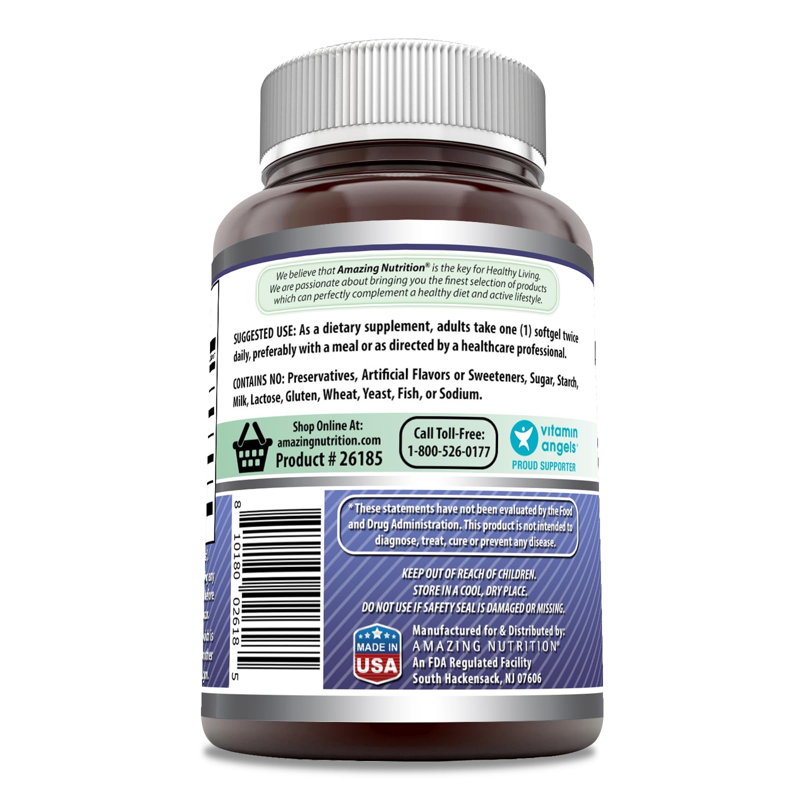 Amazing Nutrition etiqueta del producto de borraja, información clara