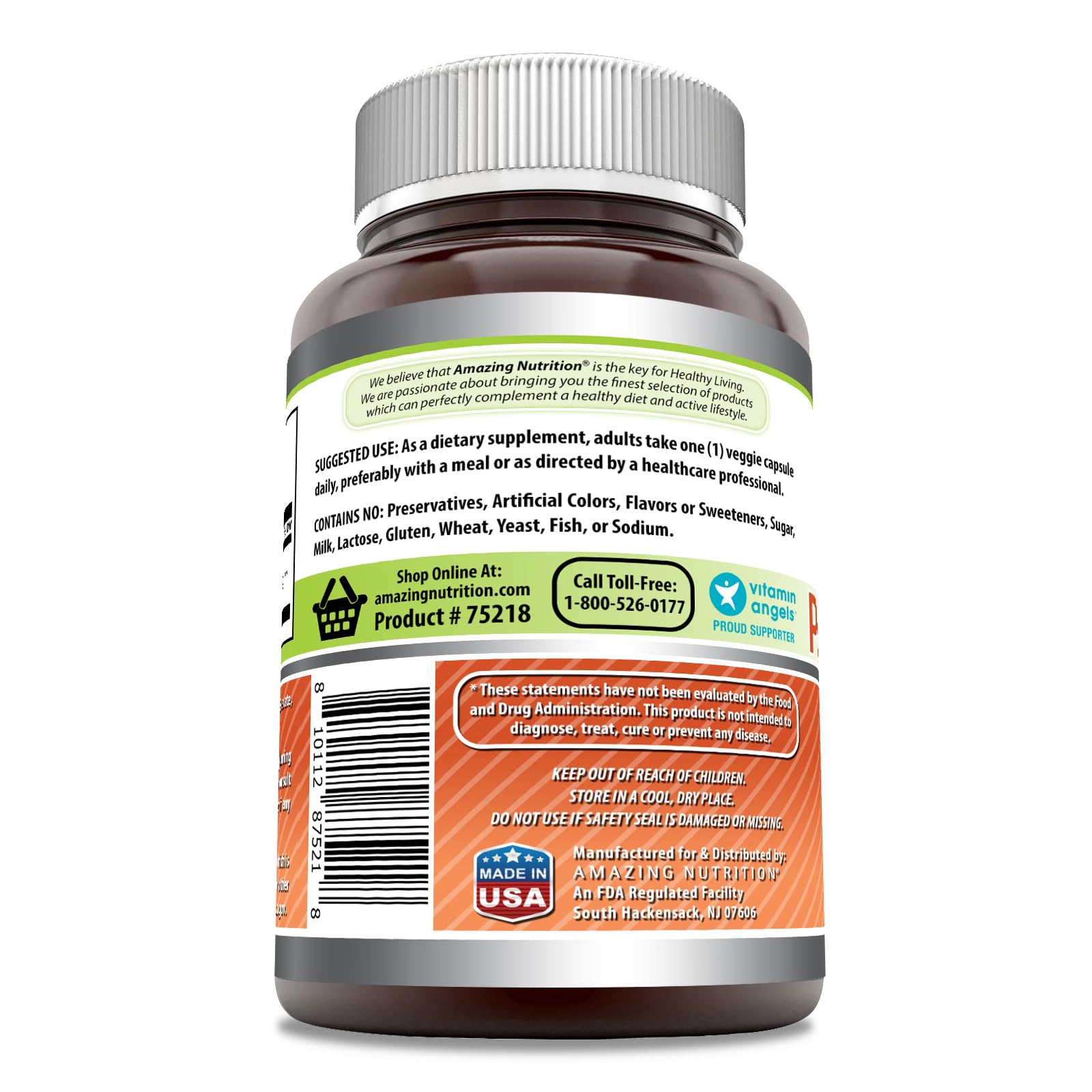 Amazing Nutrition: etiqueta del empaque psyllium 750 mg con información clara